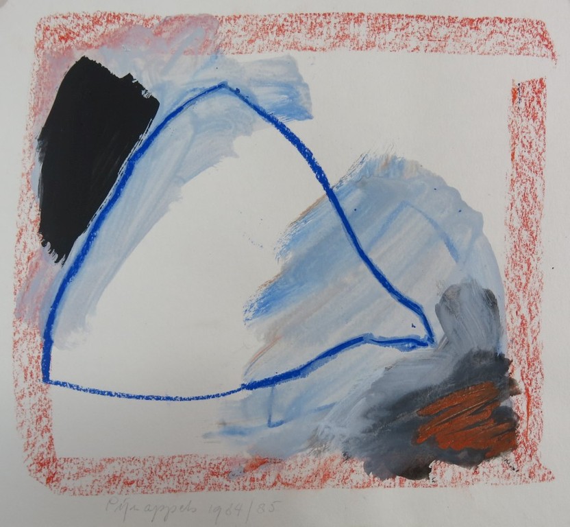 Marc Pijnappels: Gemengde techniek op papier, Z.T. (blauw driehoek) verkocht voor € 38!