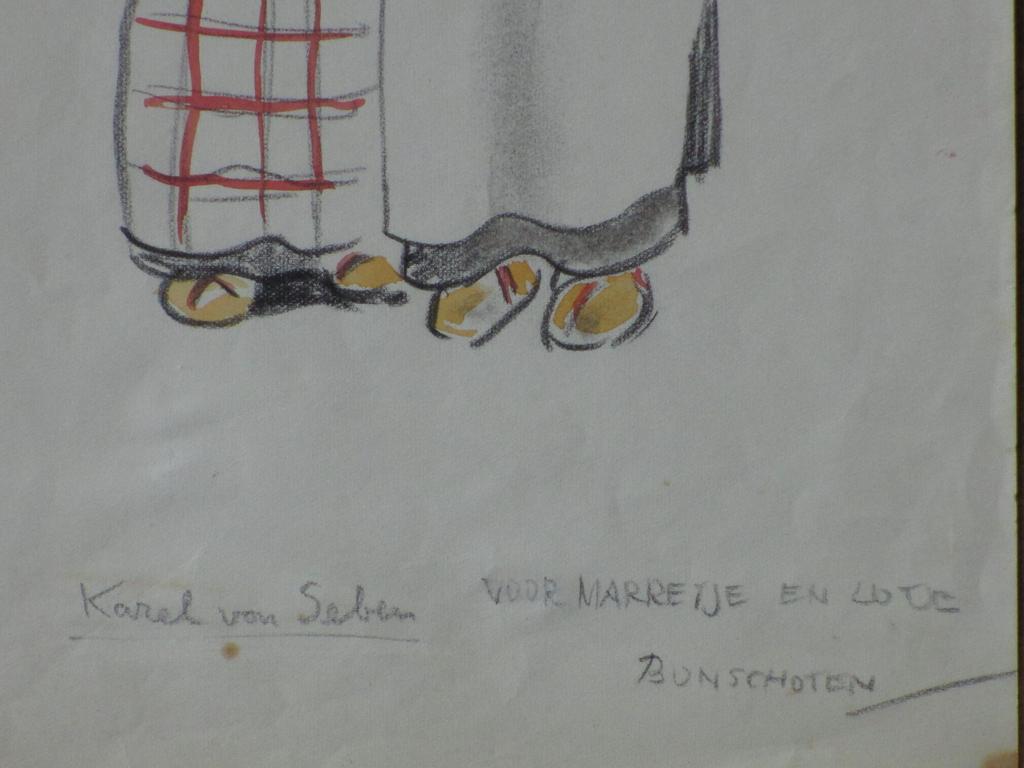 Karel van Seben, Kinderen in Bunschoter klederdracht, Kleurtekening kopen? Bied vanaf 1!