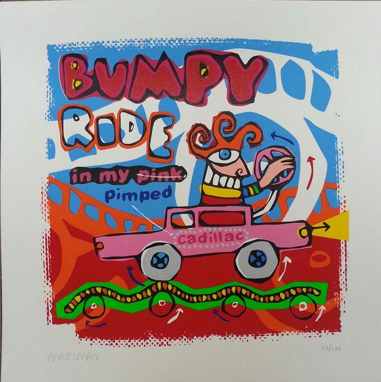 Jean-Paul Marsman, zeefdruk op papier, titel:"Bumpy ride " kopen? Bied vanaf 1!