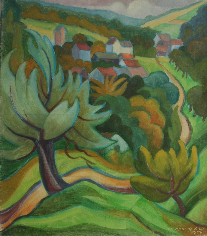 Theo Groeneveld - olieverf op doek - Dorp in Zuid Limburg - 1954 - gesigneerd kopen? Bied vanaf 1!