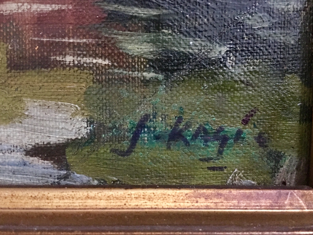 Landschap met water en zeilboot - gesigneerd - olieverf op paneel kopen? Bied vanaf 50!