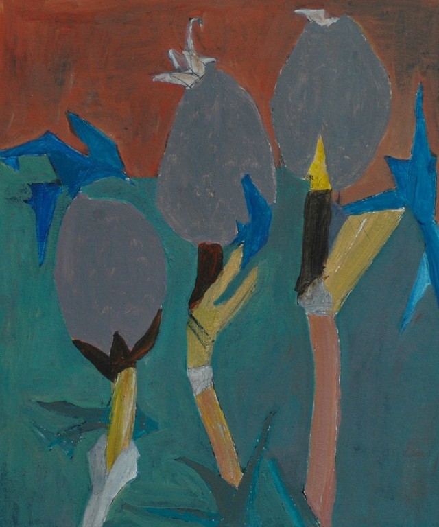 Hans Ebeling Koning, gouache, Berenklauwen in knop kopen? Bied vanaf 70!