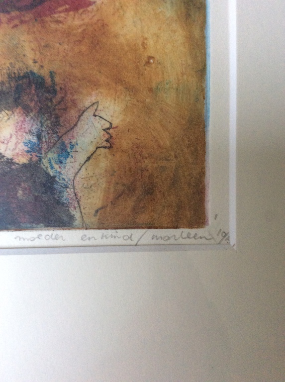 Marleen van Engelen, Erts?, Moeder en kind, 46x56 cm, ingelijst en gesigneerd kopen? Bied vanaf 49!