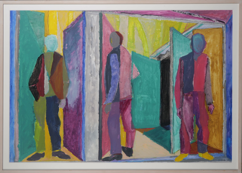Hans Ebeling Koning: Gouache, De concurrenten - Ingelijst (Groot) kopen? Bied vanaf 150!