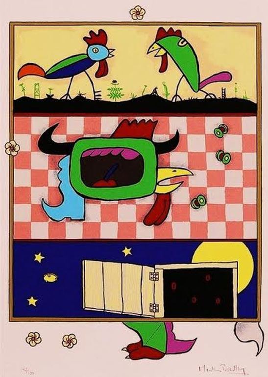 MARTIN BRADLEY Zeefdruk THE CHICKENS Handgesigneerd kopen? Bied vanaf 125!