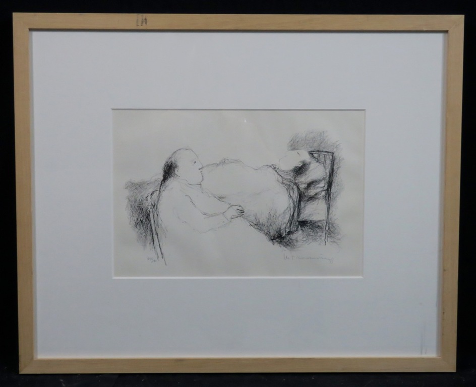 Metten Koornstra: Litho, Ziekbed - Ingelijst kopen? Bied vanaf 1!