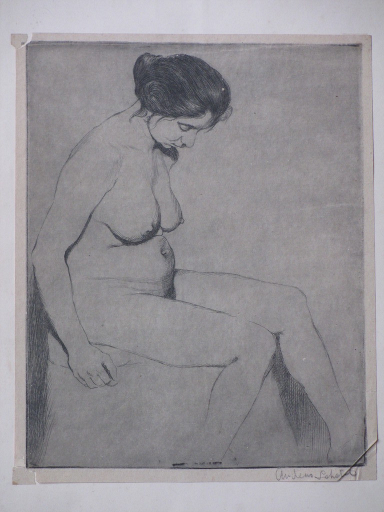 Andreas Schotel, Zittende naakte vrouw, Ets kopen? Bied vanaf 1!