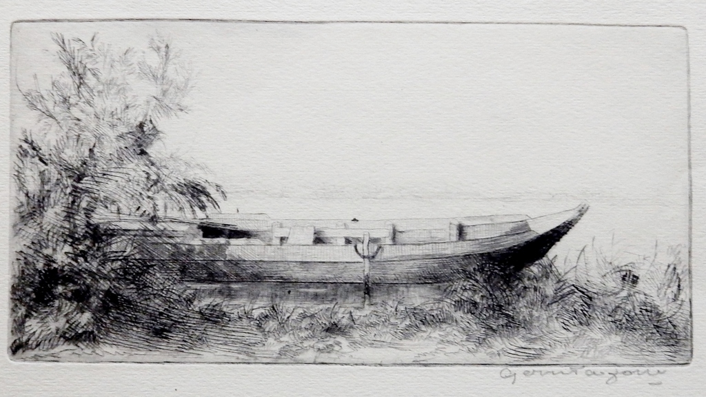 Gerrit de Jong (1905-1978) - ets Bootje op meer kopen? Bied vanaf 1!