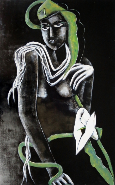 Trudi van Zomeren (1945-2011) | Olieverf op paneel | Vrouwenportret verkocht voor € 195!