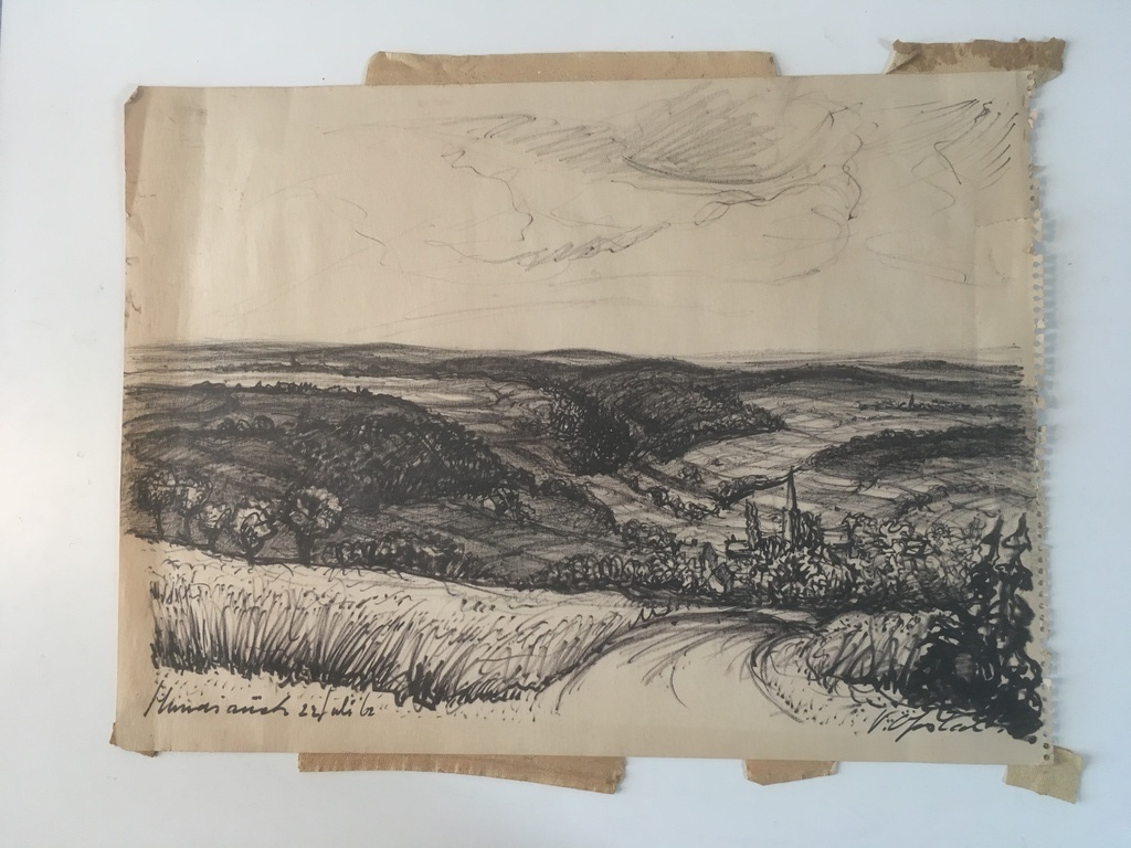 Onbekende Kunstenaar - Tekening met zwarte inkt -  Landschap Zonder Titel kopen? Bied vanaf 1!