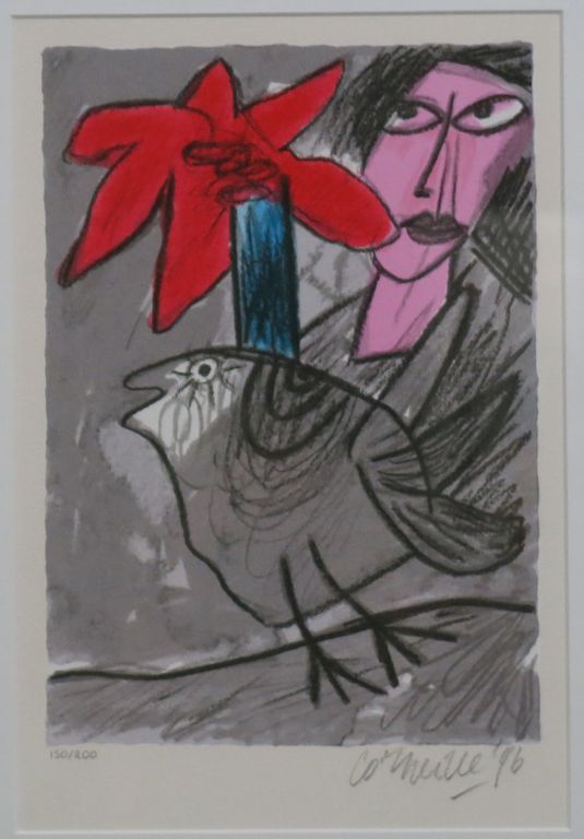 Corneille: Litho, Vogel met vrouw - Ingelijst kopen? Bied vanaf 200!