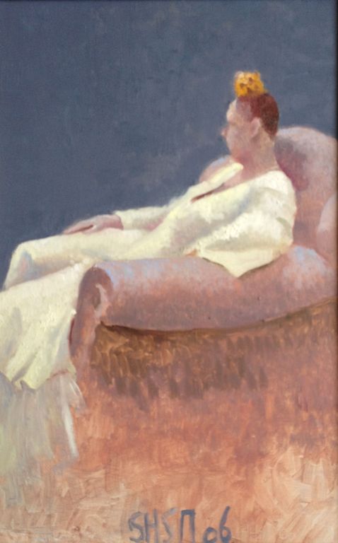 Sebastiaan Haykens, Olieverfschilderij, Witte Kimono verkocht voor € 125!