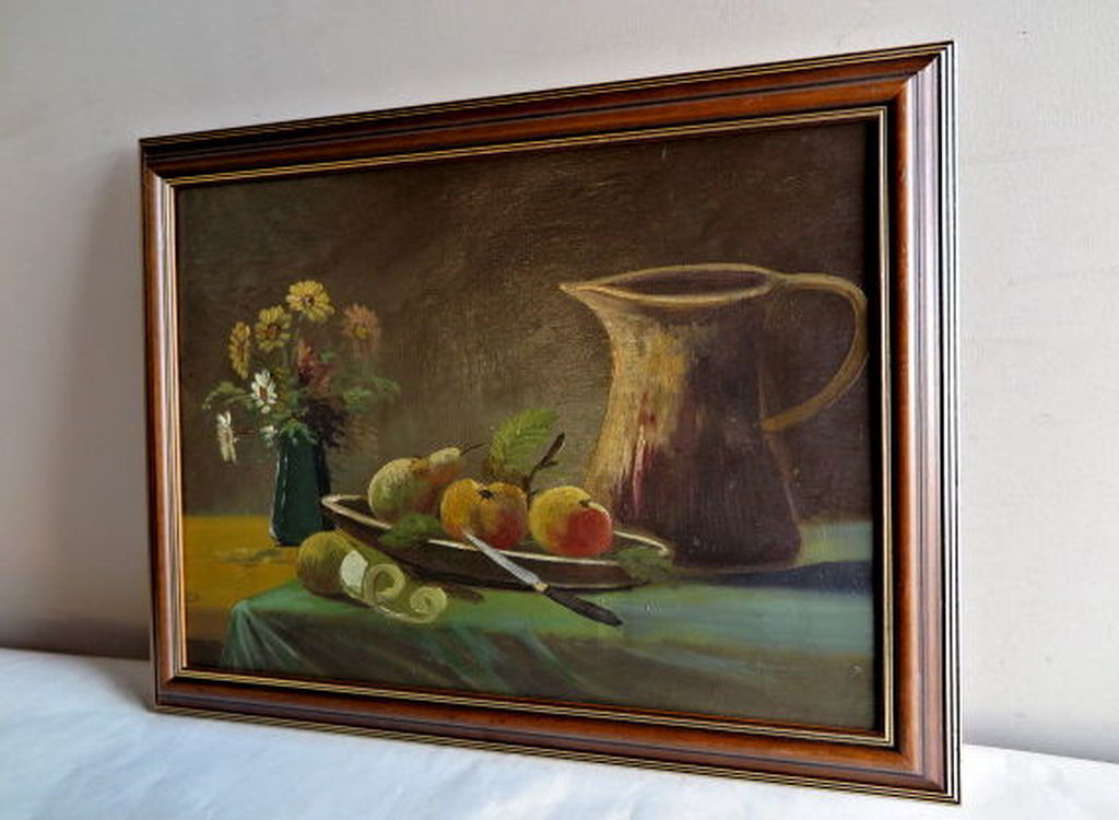 Onbekende kunstenaar (onduidelijk gesigneerd) - Olieverf op paneel - Stilleven kopen? Bied vanaf 1!