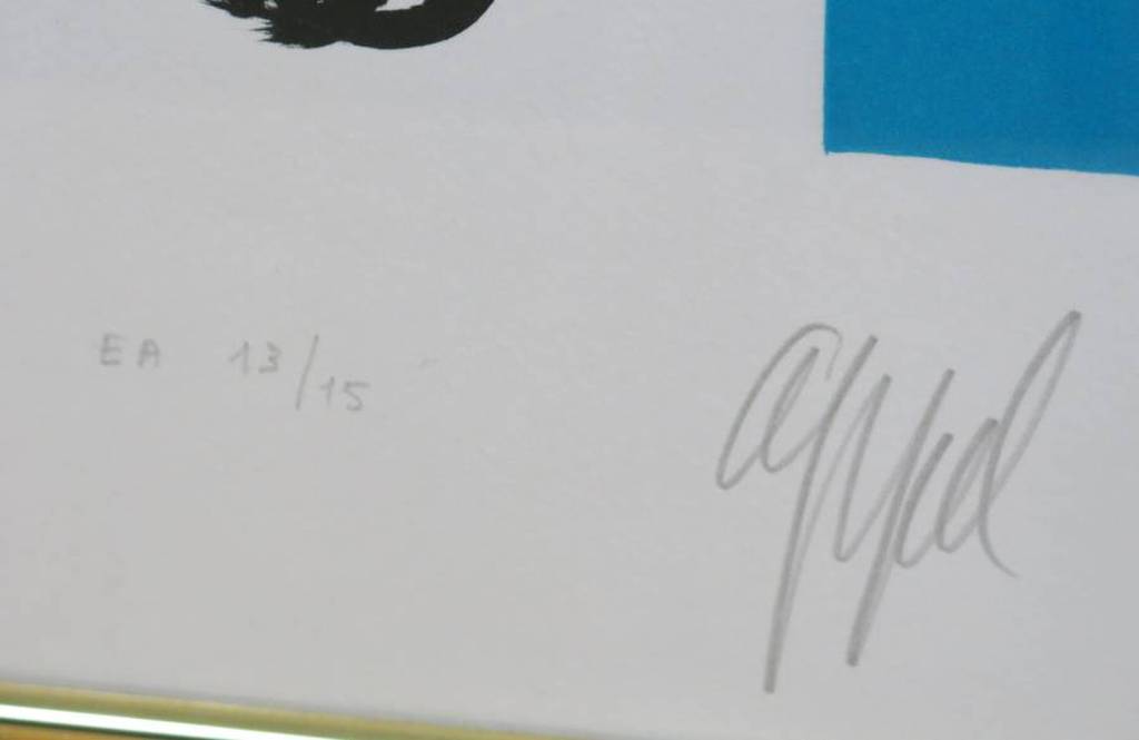 Karel Appel: Kleurenlitho, Strepen en wolken - Ingelijst kopen? Bied vanaf 250!