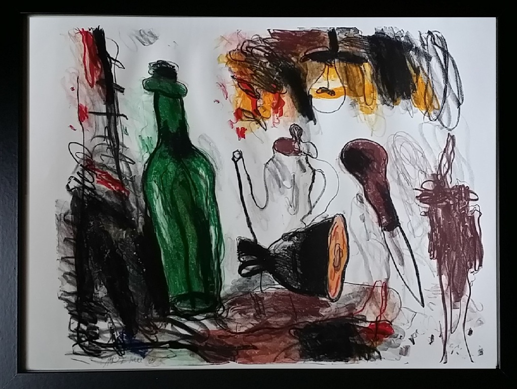 Anton Martineau - Stilleven met fles en ham kopen? Bied vanaf 95!