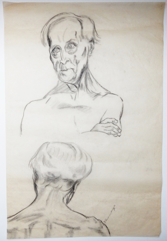 Dirk Smorenberg (1883-1960) - Grote houtskooltekening - Oude man 1933 kopen? Bied vanaf 1!
