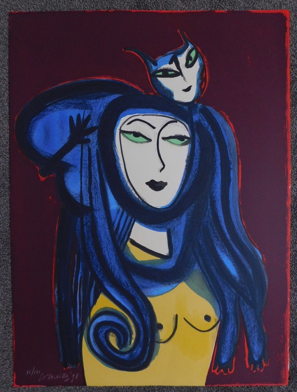 Guillaume Corneille - kleurenlitho - Femme Jeune: Chat kopen? Bied vanaf 175!