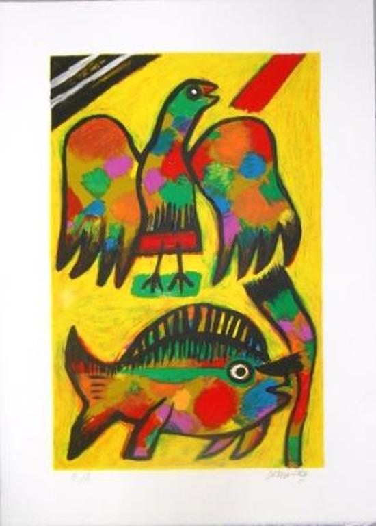 Corneille : Bonte vogel en vis  verkocht voor € 99!