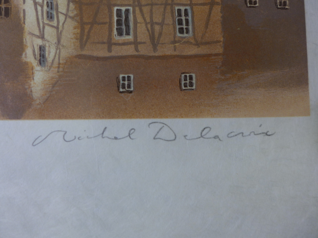 Lithografie - Michel Delacroix (1933), Stadsgezicht aan het water kopen? Bied vanaf 25!