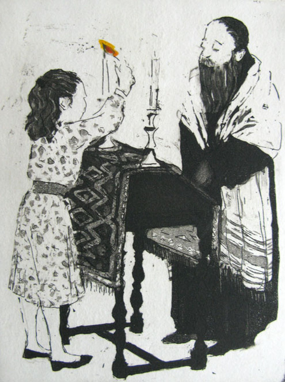 Willy Belinfante - SABBATHKAARS - ets met kleuraccent verkocht voor € 90!