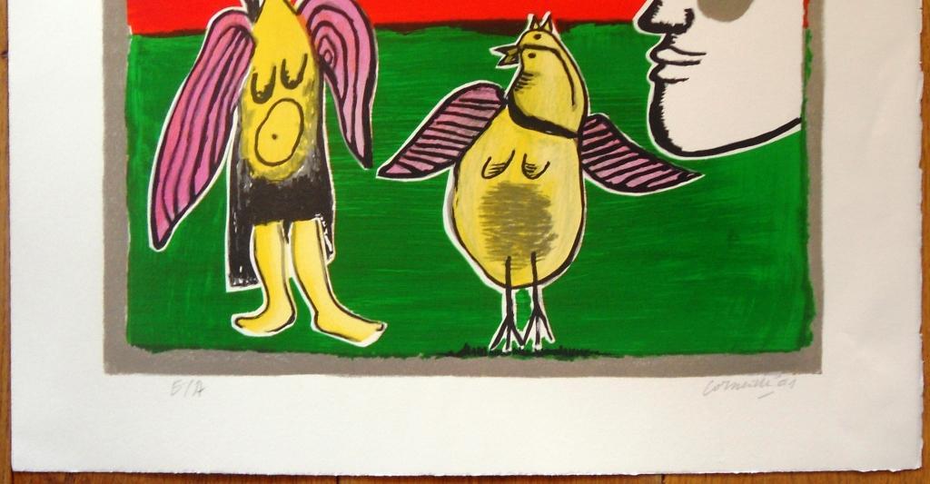 Corneille: engel en vogels , kleurenlitho kopen? Bied vanaf 150!