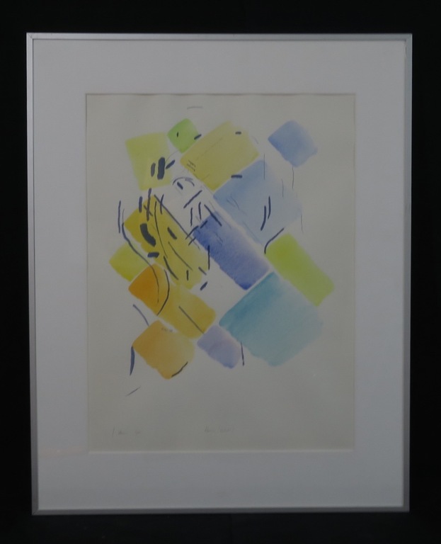 Jaap Hillenius: Litho, Blauw (zonlicht) - Ingelijst verkocht voor € 70!