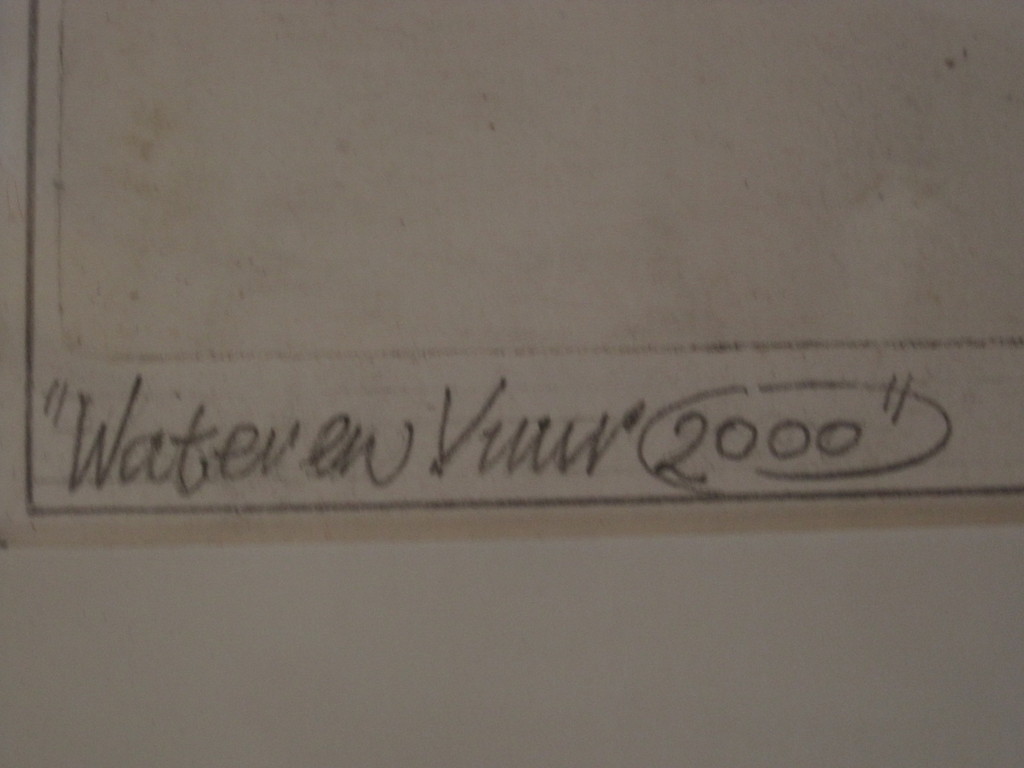 Zeer beperkte oplage 2/7 Litho "Water en Vuur 2000" gesigneerd Jan vd Bos   kopen? Bied vanaf 1!