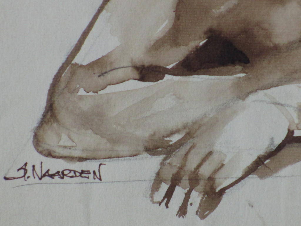 Isaac Naarden, Liggend naakt, Aquarel/potlood kopen? Bied vanaf 1!