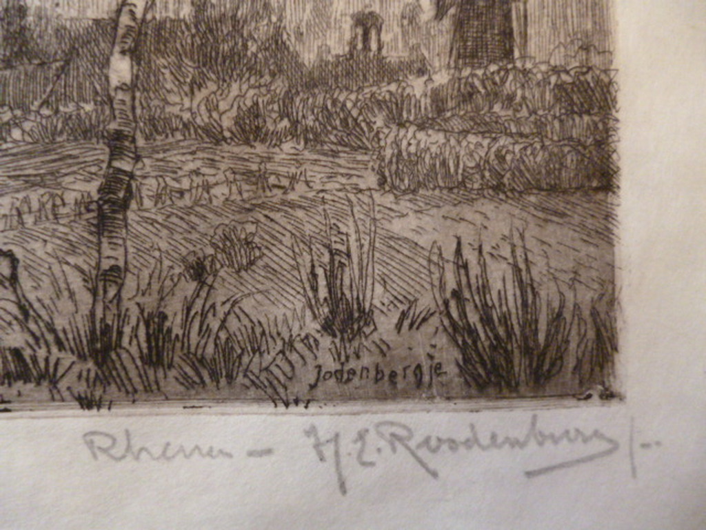 Hendrikus Elias Roodenburg  - ets - Rhenen vanaf het Jodenbergje kopen? Bied vanaf 65!