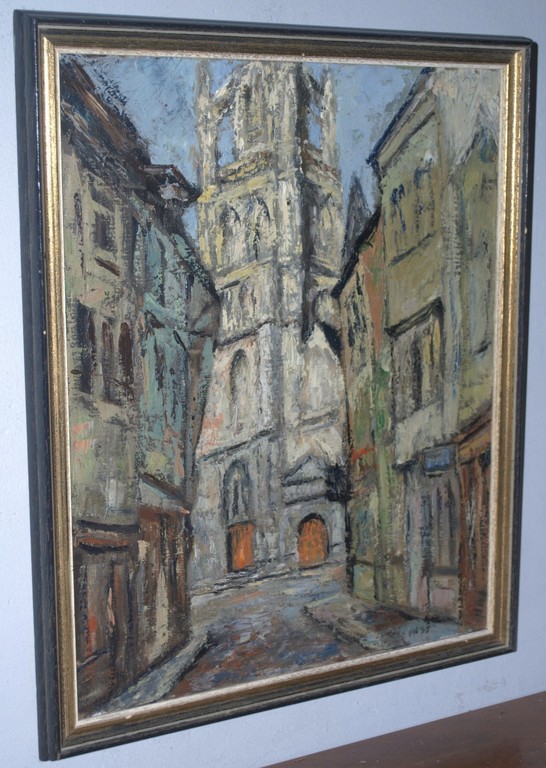 Franse stad - olieverf op doek uit 1965 met initialen FW kopen? Bied vanaf 25!