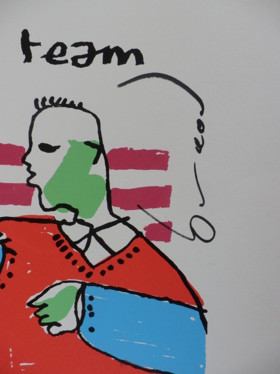 HERMAN BROOD,GROTE HANDGESIGNEERDE Zeefdruk  WE,RE A TEAM kopen? Bied vanaf 160!