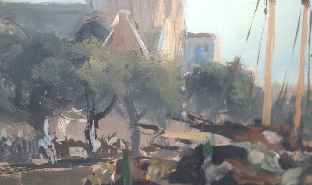 Fraaie gouache van Rotterdam - ingelijst - gesigneerd L.K. kopen? Bied vanaf 50!