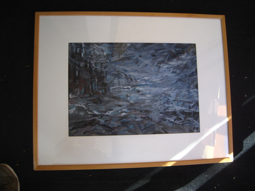 Groot en Intrigerend Acryl en Aquarel "Rivier" van Marc Volger (Geldrop 1950-)  kopen? Bied vanaf 1!