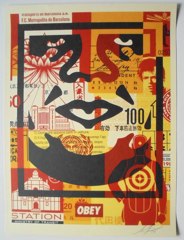 Shepard Fairey (OBEY) - Face Collage III - offset - handgesigneerd verkocht voor € 89!