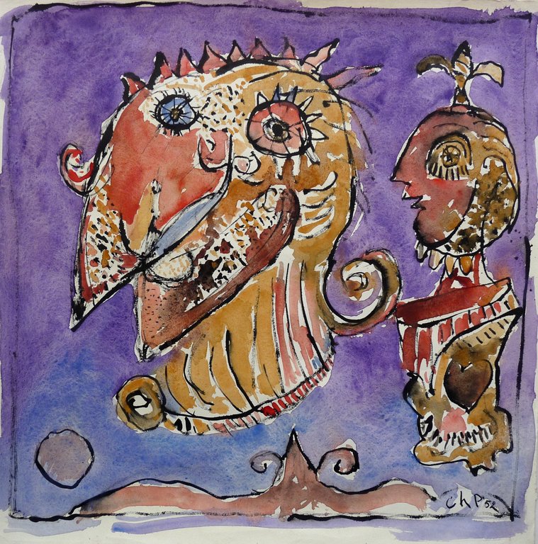 Carl-Henning Pedersen (1913 - 2007) - gesigneerde aquarel - 1952 kopen? Bied vanaf 2000!