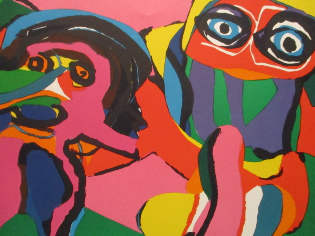 Karel Appel - Zeefdruk - E.A. - Compositie met Figuren -  verkocht voor € 390!