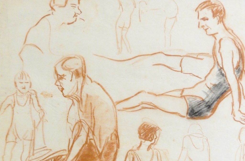 Dirk Smorenberg (1883-1960) - Roodkrijt - Badgasten Loosdrechtse Plassen - 1928 kopen? Bied vanaf 1!