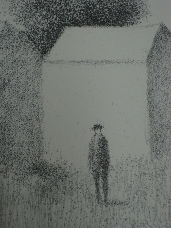 Typisch verstild werk van Metten Koornstra 1912-1978 Litho "man in landschap" MK kopen? Bied vanaf 1!