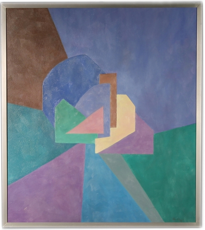 Piet Clement. - Compositie 27 - Olieverf op schildersboard. Gesigneerd. 1987. kopen? Bied vanaf 129!
