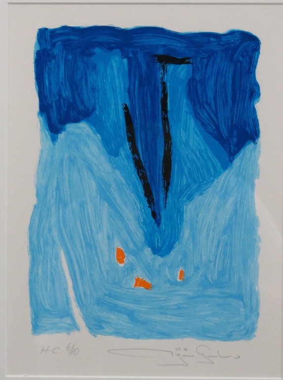 Gerard Bijnens: Zeefdruk, Zonder titel (blauw) - Ingelijst kopen? Bied vanaf 1!
