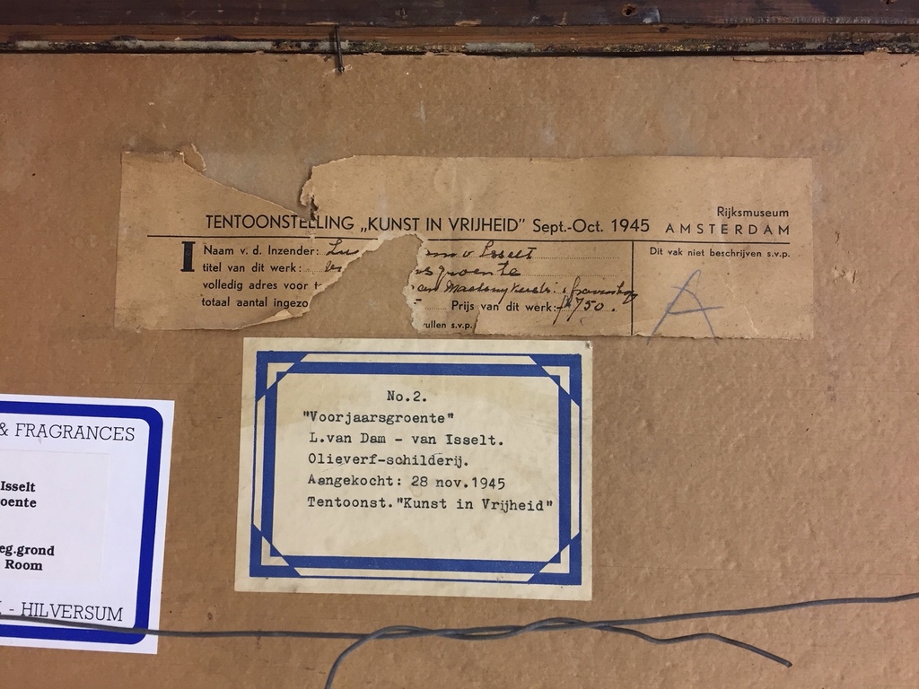 Lucie van Dam van Isselt: Olieverf op paneel, Voorjaarsgroente - Ingelijst kopen? Bied vanaf 2000!