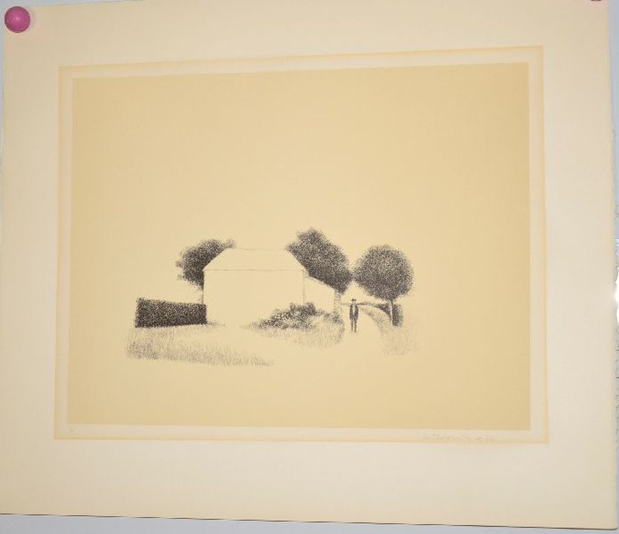Metten Koornstra: Litho, Landschap met man en huis, 1972 kopen? Bied vanaf 1!