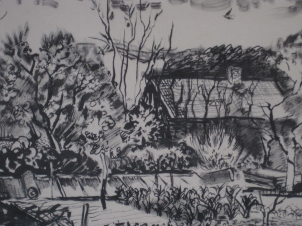 H.v/d Idsert 1921-1993 Bergense School "moestuin" inkttekening gesigneerd  kopen? Bied vanaf 1!