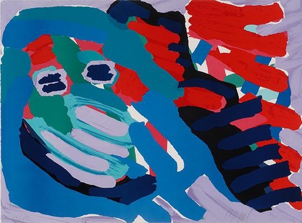 Karel Appel, zeefdruk Another blue head verkocht voor € 402!