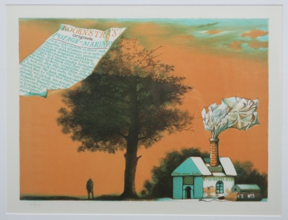 Nicolaas Wijnberg: Litho, Hommage a Metten Koornstra - Ingelijst verkocht voor € 55!