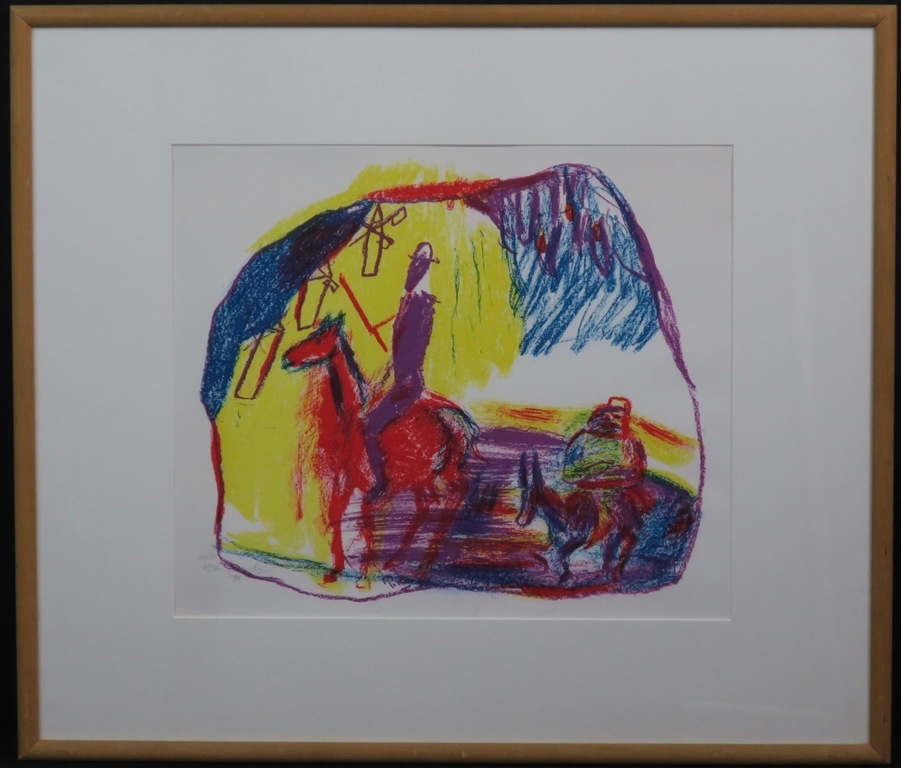 Pieter Defesche: Litho, Mannen op paarden -Ingelijst kopen? Bied vanaf 50!