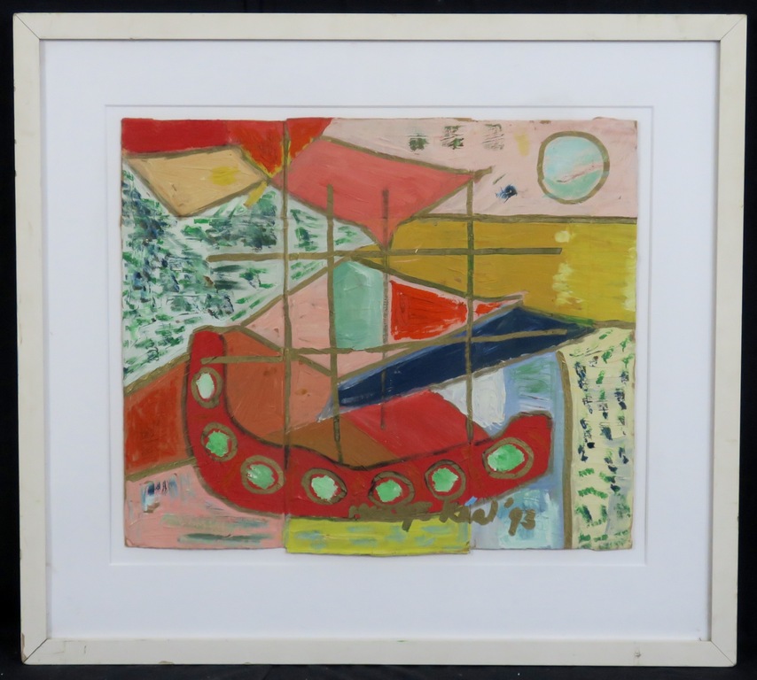 Meertje Kaal: Olieverf op karton, Zonder titel - Ingelijst kopen? Bied vanaf 1!