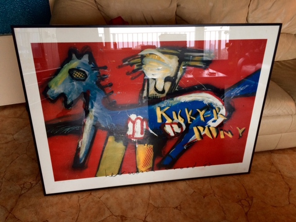 Herman Brood, zeefdruk, Kick y'r pony (groot) kopen? Bied vanaf 350!