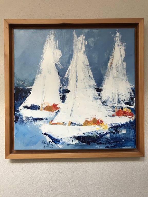 Wil Willemsen - acryl op doek - zeilboten kopen? Bied vanaf 1500!