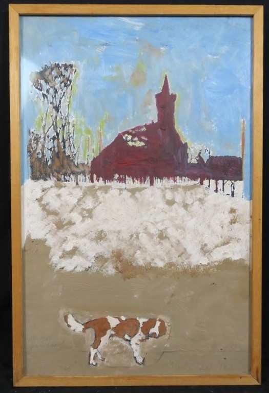 Meertje Kaal: Olieverf en Collage op papier, Winter 1944 in Wormer - Ingelijst kopen? Bied vanaf 35!